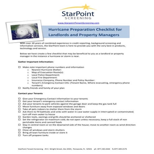 Hurricane preparation checklist for landlords and property managers