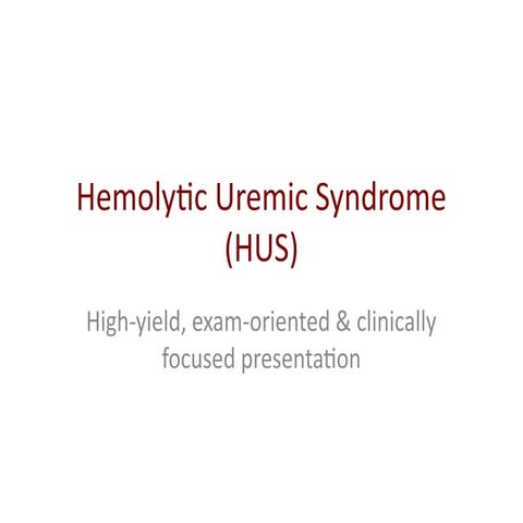 Haemolytic uremic syndrome | PPTX