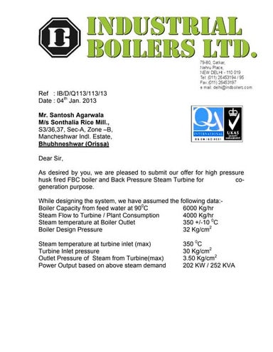 Husk based power plant 6 t 32 kg fbc with single stage turbine   for finance,...