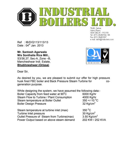 Husk based power plant 6 t 32 kg fbc with single stage turbine   for finance,...