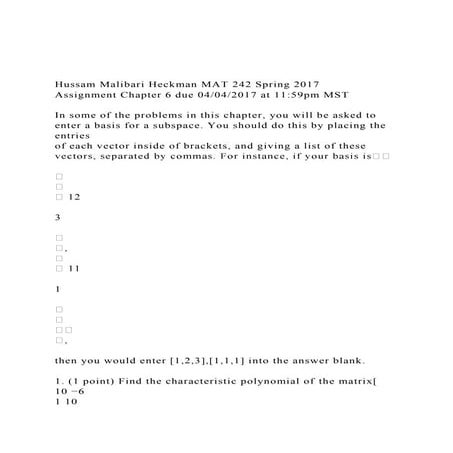 Hussam Malibari Heckman MAT 242 Spring 2017Assignment Chapte.docx