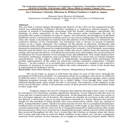 Joe Christmas’s Identity Dilemma in William Faulkner's Light in August    