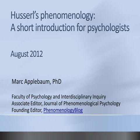 Husserl's phenomenology a short introduction for psychologists
