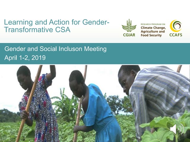 Learning and action for gender transformative CSA