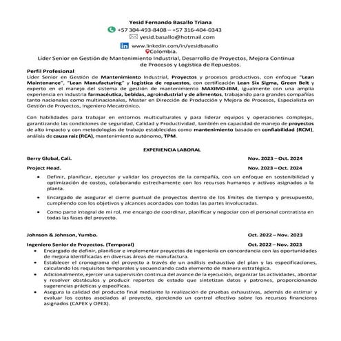 Hoja de Vida - Yesid Fernando Basallo Triana