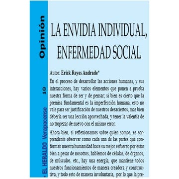 Hv 231, La envidia individual, enfermedad social, Erick Reyes Andrade