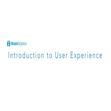 Introduction to User Experience Workshop