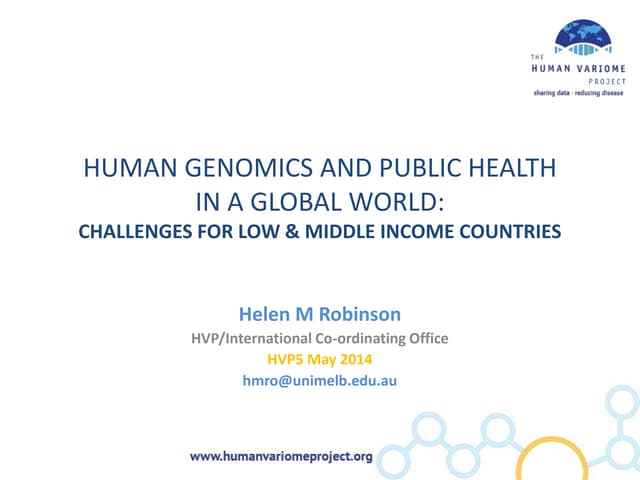 Human Genomics and Public Health in a Global World: Challenges for Low & Middle Income Countries