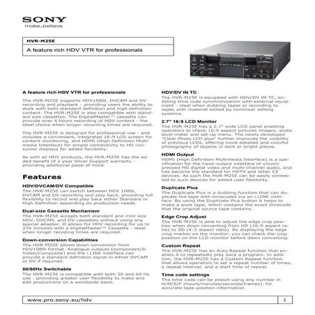 Sony HVR-M25E