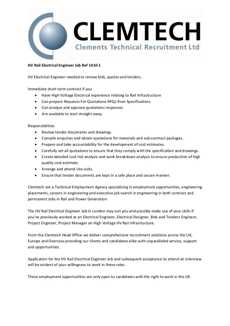 hv rail electrical engineer job ref 1410 1