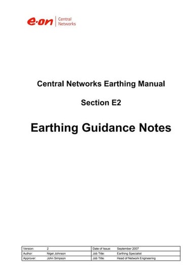 HV Substation Earthing Guide - Central Networks