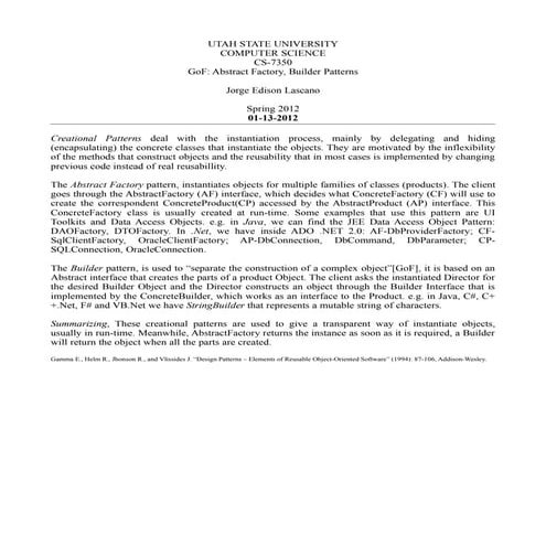 Abstract Factory and Builder patterns