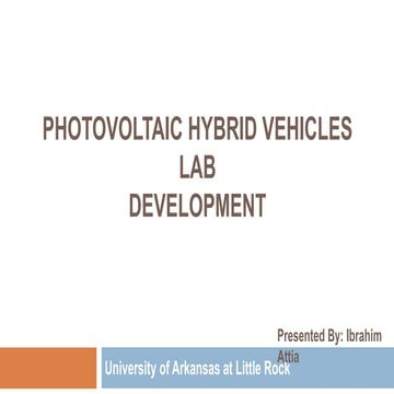 Photovoltaic Hybrid Vehicles Lab Development. 