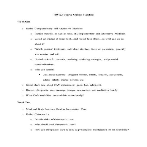 Hw499 course overview