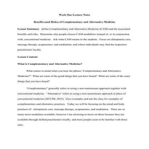 Hw499 week 1 lecture notes