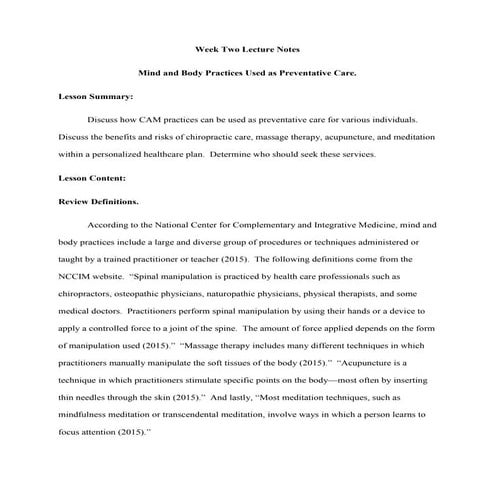 Hw499 week 2 lecture notes