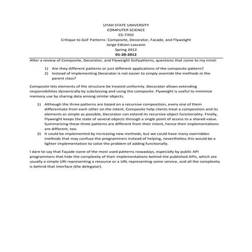 Hw4 composite decorator facade flyweight