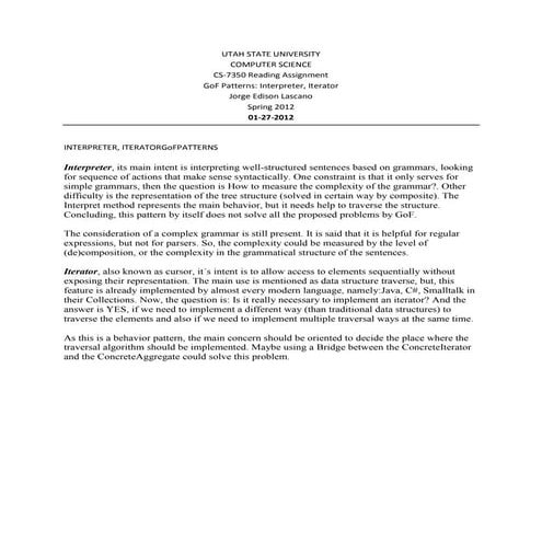 Hw6 interpreter iterator GoF