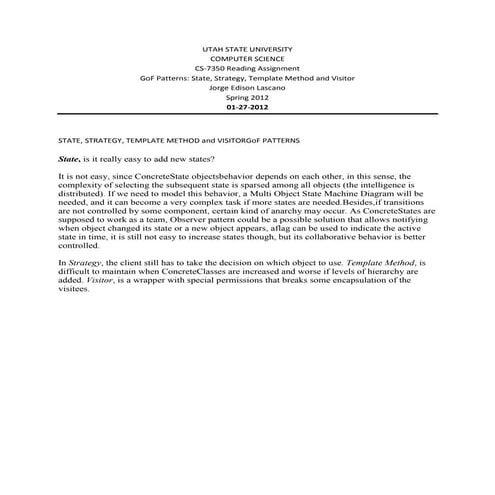 Hw8 GoF state, strategy, tempate method, visitor