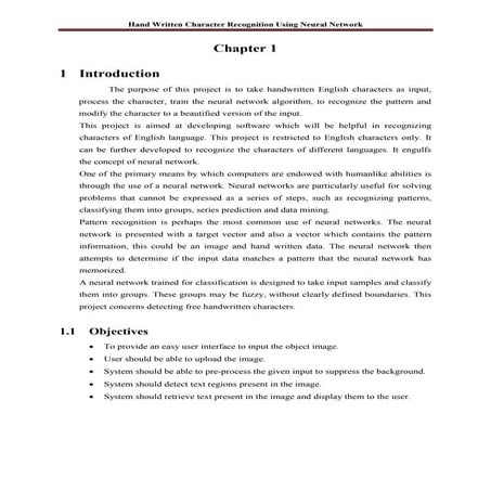 Hand Written Character Recognition Using Neural Networks | PDF