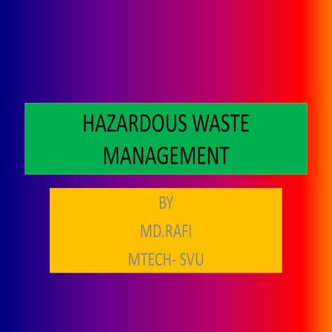 HAZARDOUS WASTE MANAGEMENT BY RAFI
