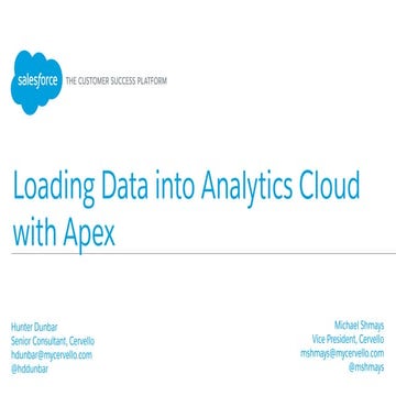 Loading Data into the Analytics Cloud with Apex | PPT