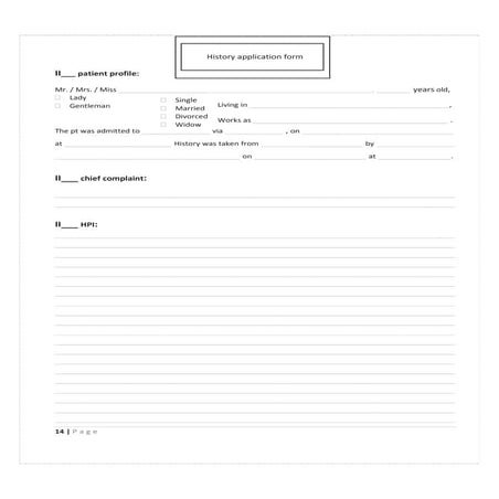 Medical History taking form introductory course