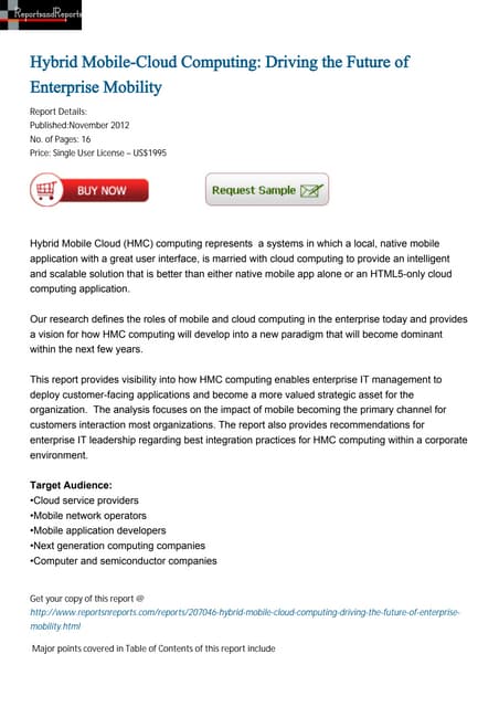 Hybrid Mobile-Cloud Computing: Driving the Future of Enterprise Mobility