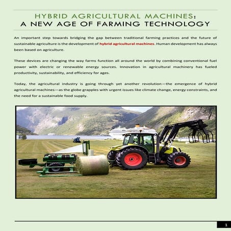 Hybrid Agricultural Machines: A New Age of Farming Technology | PDF
