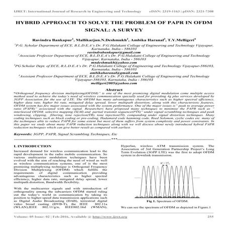 Hybrid approach to solve the problem of papr in ofdm signal a survey