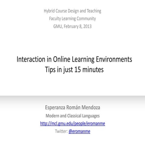 Interaction in Online Environments