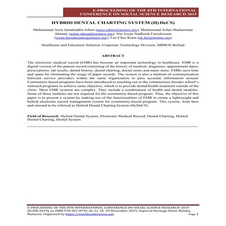 Hybrid dental charting system (hy decs)