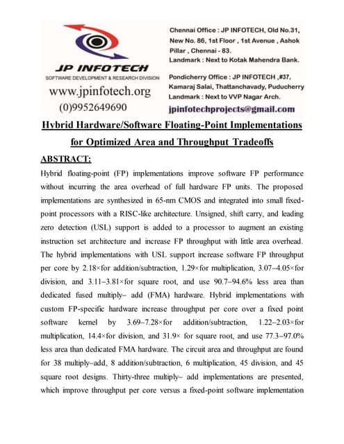 Hybrid Hardware/Software Floating-Point Implementations for Optimized Area an...