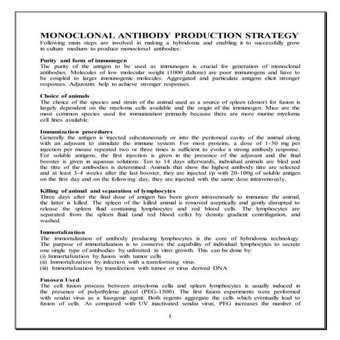 MONOCLONAL ANTIBODY PRODUCTION STRATEGY | DOCX
