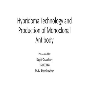 Hybridoma technology and production of monoclonal antibody