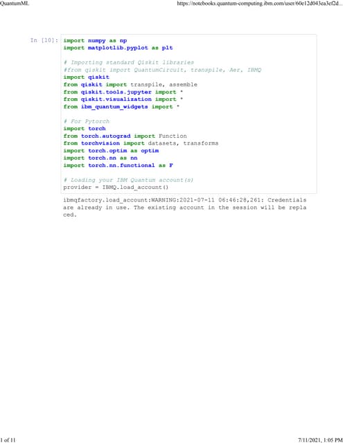 Hybrid quantum classical neural networks with pytorch and qiskit