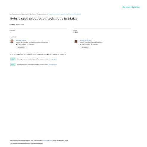 Hybrid seed production technique in maize   training manual