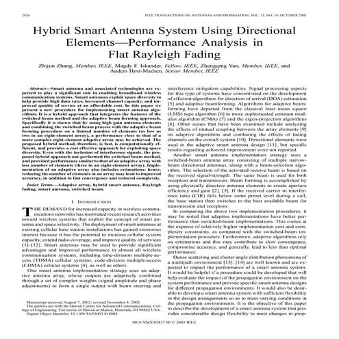 Hybrid smart antenna system using directional elements - performance analysis...