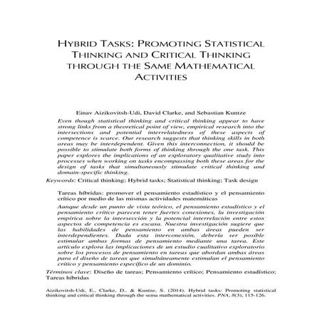 Hybrid Tasks  Promoting Statistical Thinking And Critical Thinking Through Th...