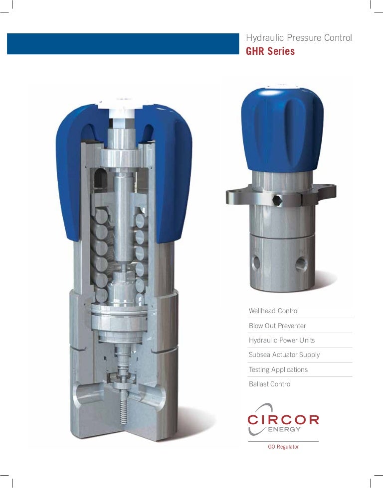 Hydraulic pressure control regulator model ghr go regulator