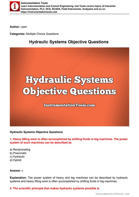 Pressure Measurement Mcq Pdf
