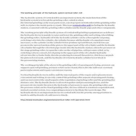 Hydraulic system vertical roller mill operation