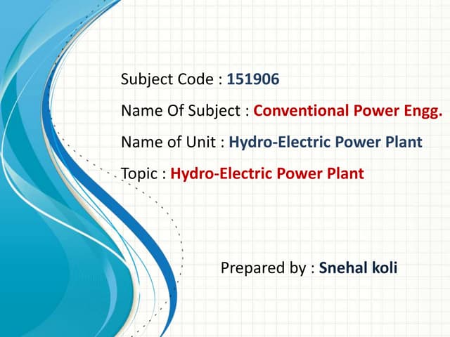 Hydro electric power plant