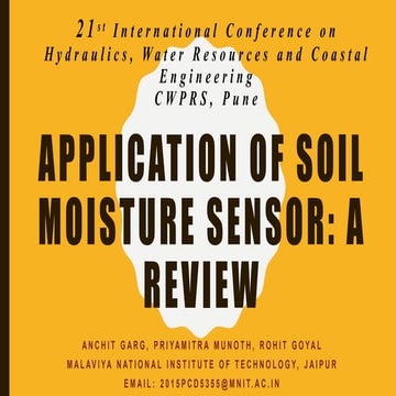 Application of Soil Moisture Sensors in Agriculture: A Review