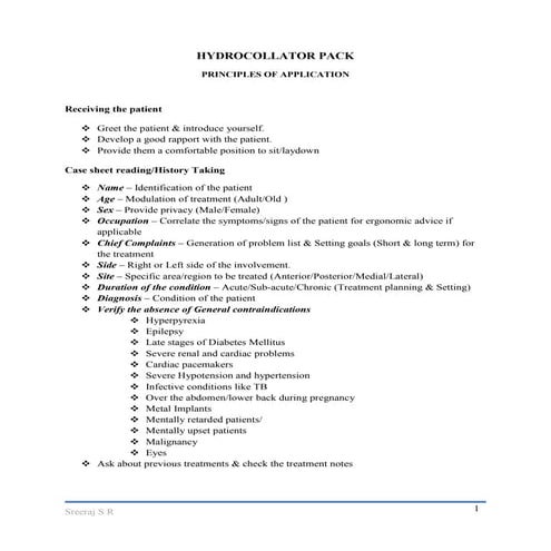 Hydrocollator pack application