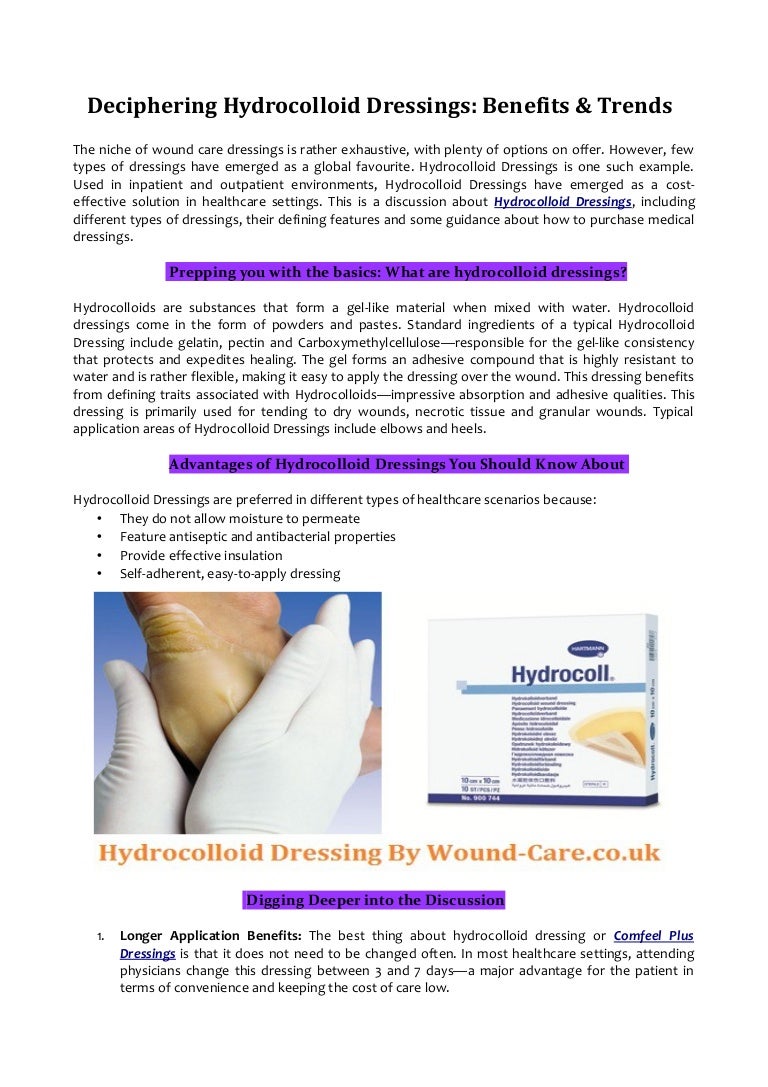 Hydrocolloid Dressings By Wound Care