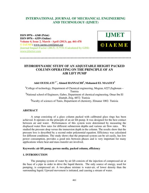 Hydrodynamic study of anadjustableheightpacked column operating