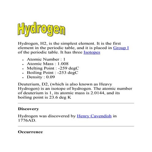 Hydrogen  