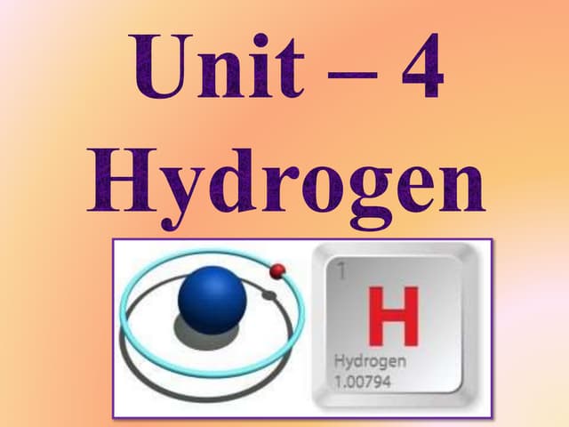 Hydrogen and its Compounds