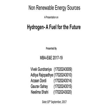 Hydrogen as a fuel in future | PPTX